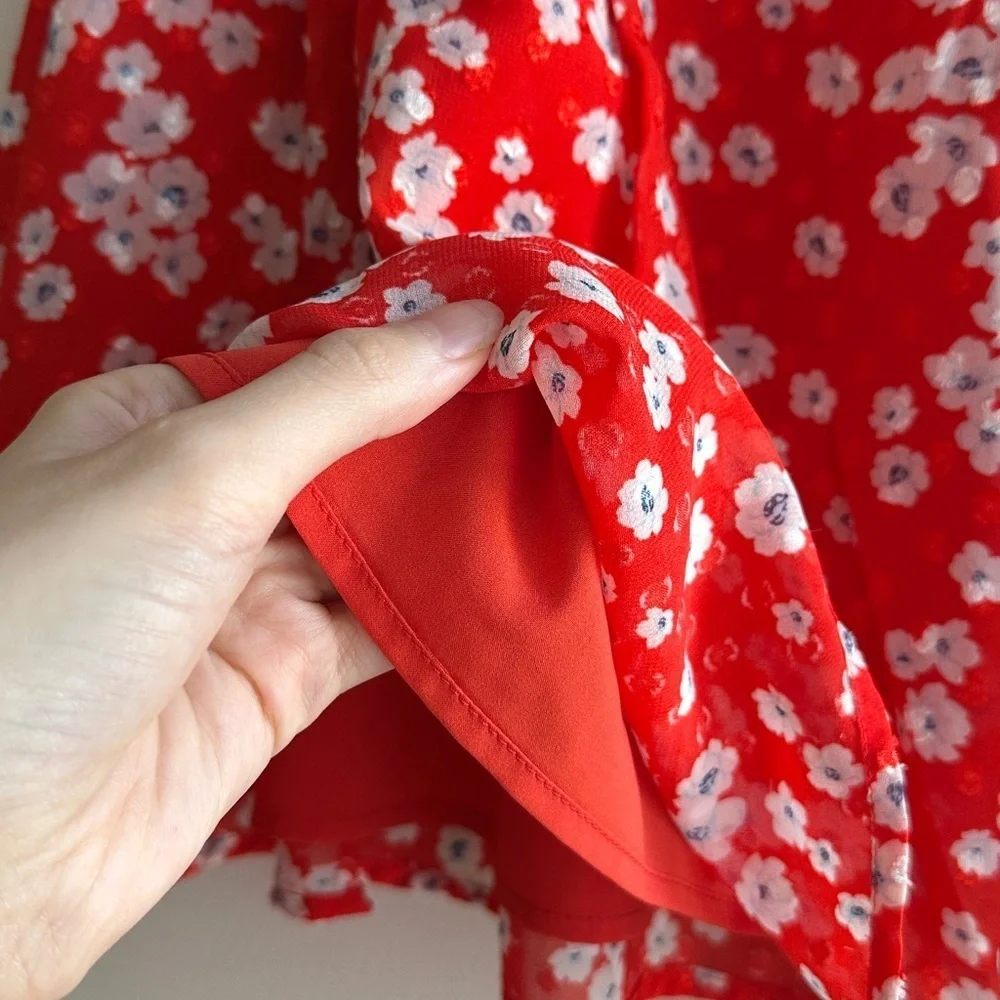Banana Republic Floral Mini Skater Skirt, Red/White, Size 4, NWT